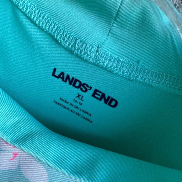 Lands' End Long Sleeve Floral Print Swim Shirt Girl's Size XL (14-16). - Picture 3 of 7